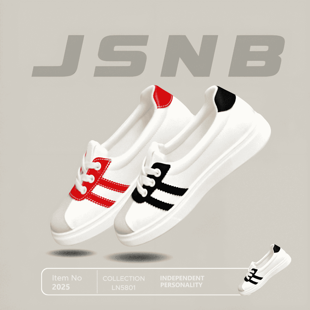 JSNB ส่งฟรี รองเท้าผ้าใบลำลอง พร้อมส่ง รองเท้าคัทชูแฟชั่นสไตล์เกาหลี ใส่เรียน ใส่ทำงานได้ [LN5801]