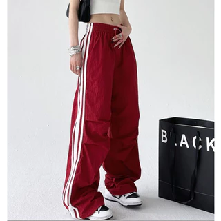 Hotgirl พร้อมส่งจากกทม กางเกงขายาวสีดำ Cargo pant กางเกงคาร์โก้เอวยางยืดอเนกประสงค์สไตล์อเมริกัน