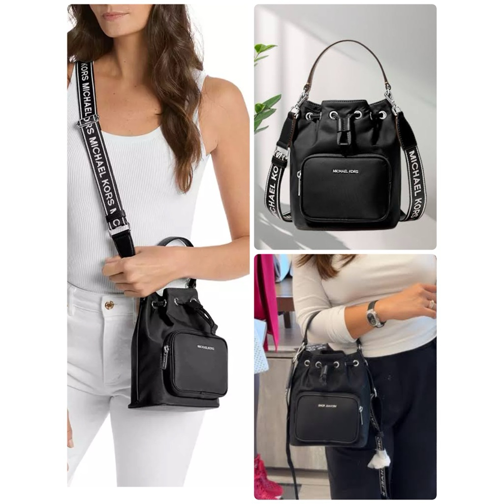 กระเป๋าสะพายข้าง กระเป๋าถือ ผ้าไนล่อน 7 นิ้ว สายสปอร์ต สีดำ Michael Kors 35T5S5FM1C Khai Small Nylon