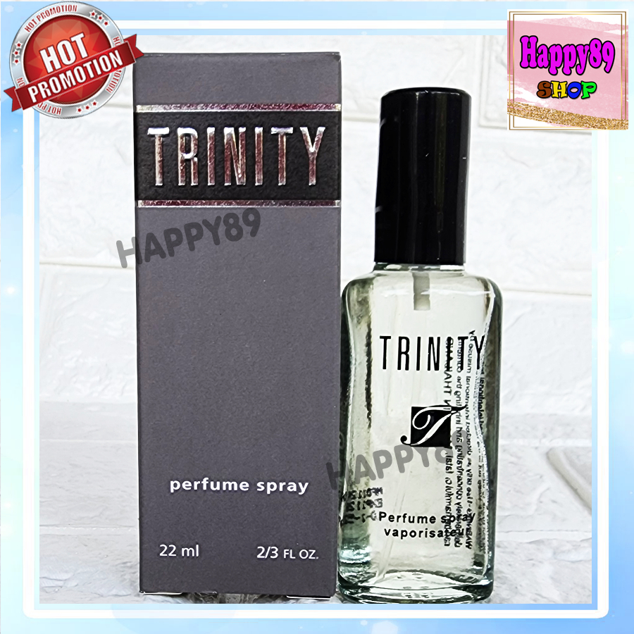 💥ส่งฟรี มีราคาส่ง น้ำหอม ทรีนิตี้ เพอร์ฟูม สเปรย์ Trinity Perfume SPRAY กล่องเทา ดำ ขวดใส 22 ml.