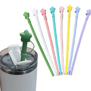 หลอดซิลิโคนพร้อมจุกปิดหลอดรูปทรงดาว ยาวพิเศษ30-31cm ใช้ซ้ำได…