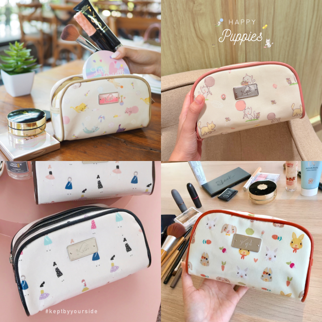 ✨✨NEW Cosmetic Bag (รวม5ลาย) กระเป๋าเครื่องสำอางค์ ผ้าเคลือบกันน้ำ ภายในมี 1 ช่อง วัสดุกันน้ำภายนอก