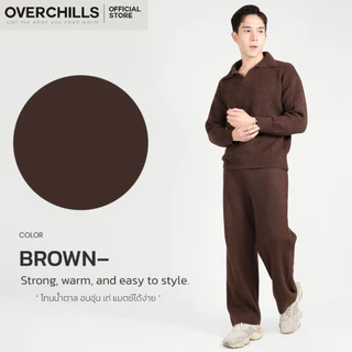 Overchills AIRPORT LOOK SET ผู้ชาย ชุดเซตแขนยาวไหมพรม คอปก 1 เซต มี 2 ชิ้น เสื้อ+กางเกง
