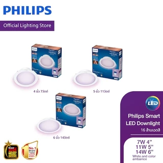 Philips Smart LED Downlight RGB ดาวน์ไลท์อัจฉริยะ 16 ล้านเฉดสี ใช้ WiFi2.4GHz และ WiZ app