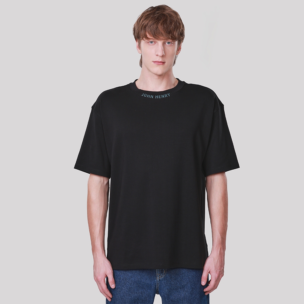 John Henry เสื้อยืดผู้ชาย ทรงหลวม รุ่น JH F325MTSOV01 - สีดำ