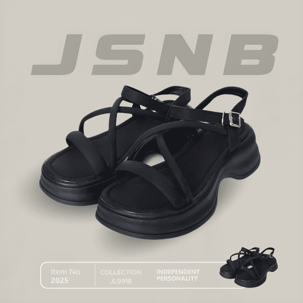 JSNB ส่งฟรี รองเท้าแตะรัดส้น พร้อมส่ง รองเท้าแตะเสริมส้น พื้นนุ่ม เบา ใส่สบาย แม