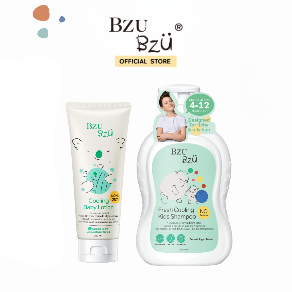 [แพ็คคู่] BZU BZU Cooling Baby Lotion + BZU BZU Fresh Cooling Kids Shampoo 600ml