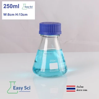 ขวดรูปชมพู่ ฝาเกลียว Erlenmeyer Flask with screw cap 250ml 500ml1000ml
