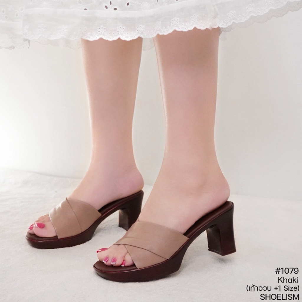 (เท้าอวบเพิ่ม 1 ไซส์) รองเท้าลำลอง ส้นสูงแบบสวม (SS 1079) ส้นแมกซี่สวย รุ่นนี้ใส่แล้วดูสง่าเป๊ะเว่อร์สุดๆ