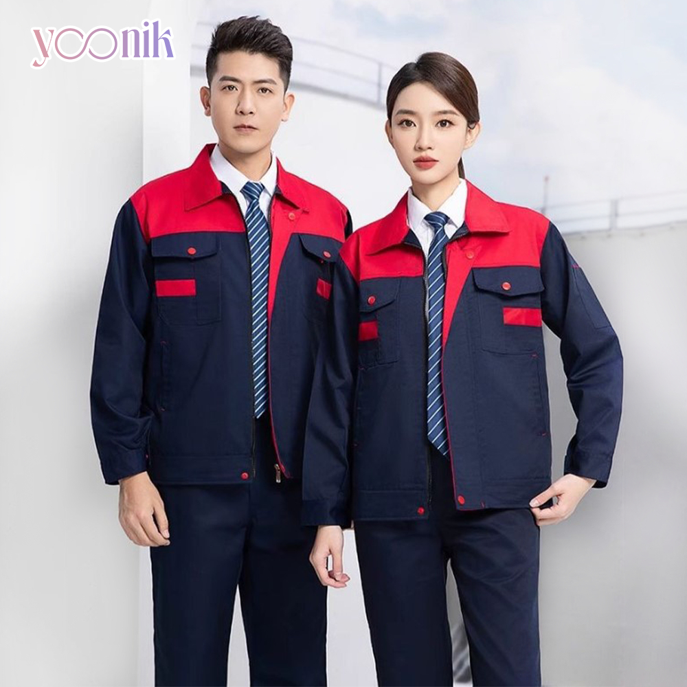 Yoonik เสื้อช็อปช่าง แขนยาว-แขนสั้น สำเร็จรูป เสื้อยูนิฟอร์ม สำหรับใส่ทำงานเป็นทีม