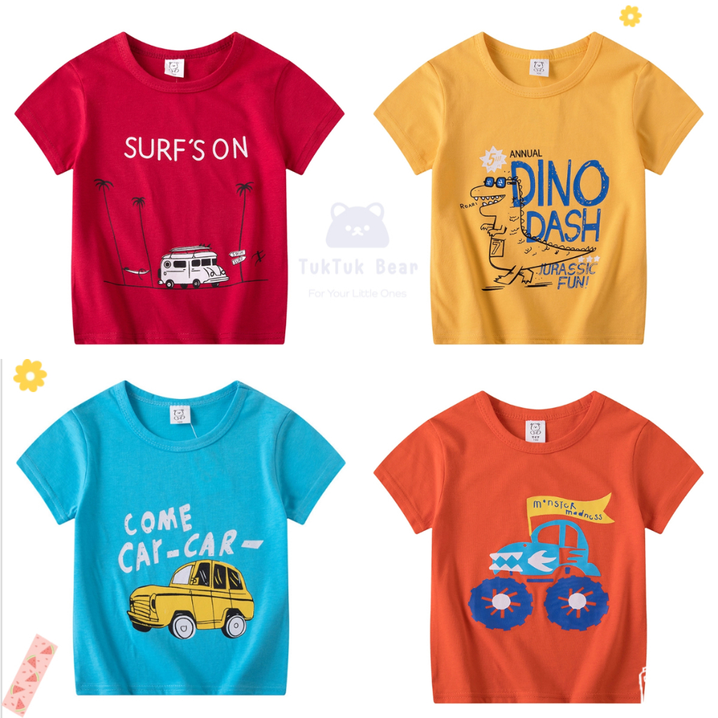 เสื้อยืดคอกลม เสื้อแขนสั้นเด็ก มีหลายสีให้เลือก ผ้ายับไม่ง่าย เนื้อผ้าบาง