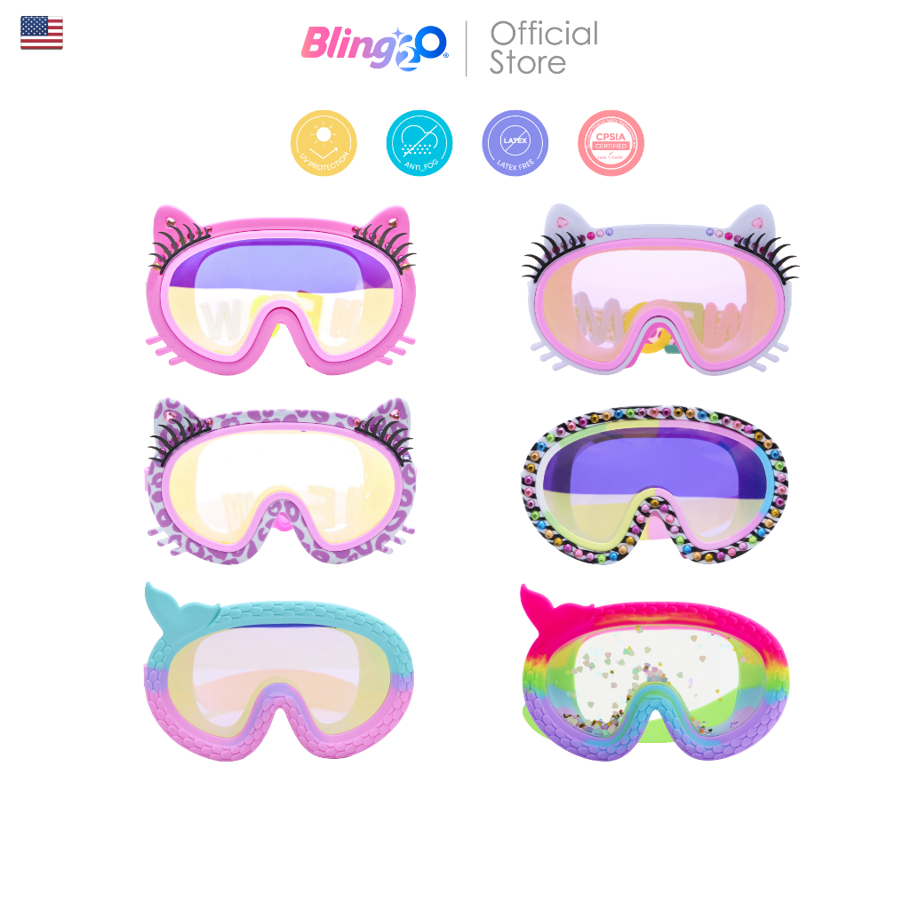 BLING2O แว่นตาดำน้ำเด็กผู้หญิง ยอดฮิตจากอเมริกา สำหรับเด็ก 5 ขวบขึ้นไป MASK kids’ sporting ป้องกันฝ้