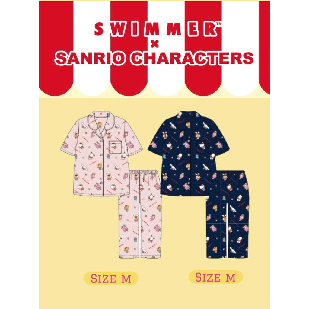 New!!พร้อมส่ง ชุดนอน Swimmer x Sanrio size M ของแท้จากญี่ปุ่น🇯🇵