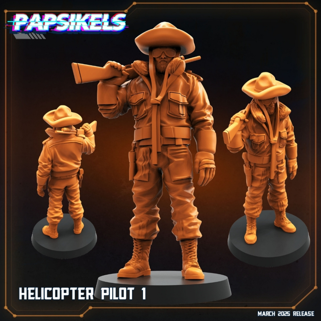 Helicopter Pilot 1 - It Was One of Us - Humanoid Human / 32mm scale 3D printed miniature PSK