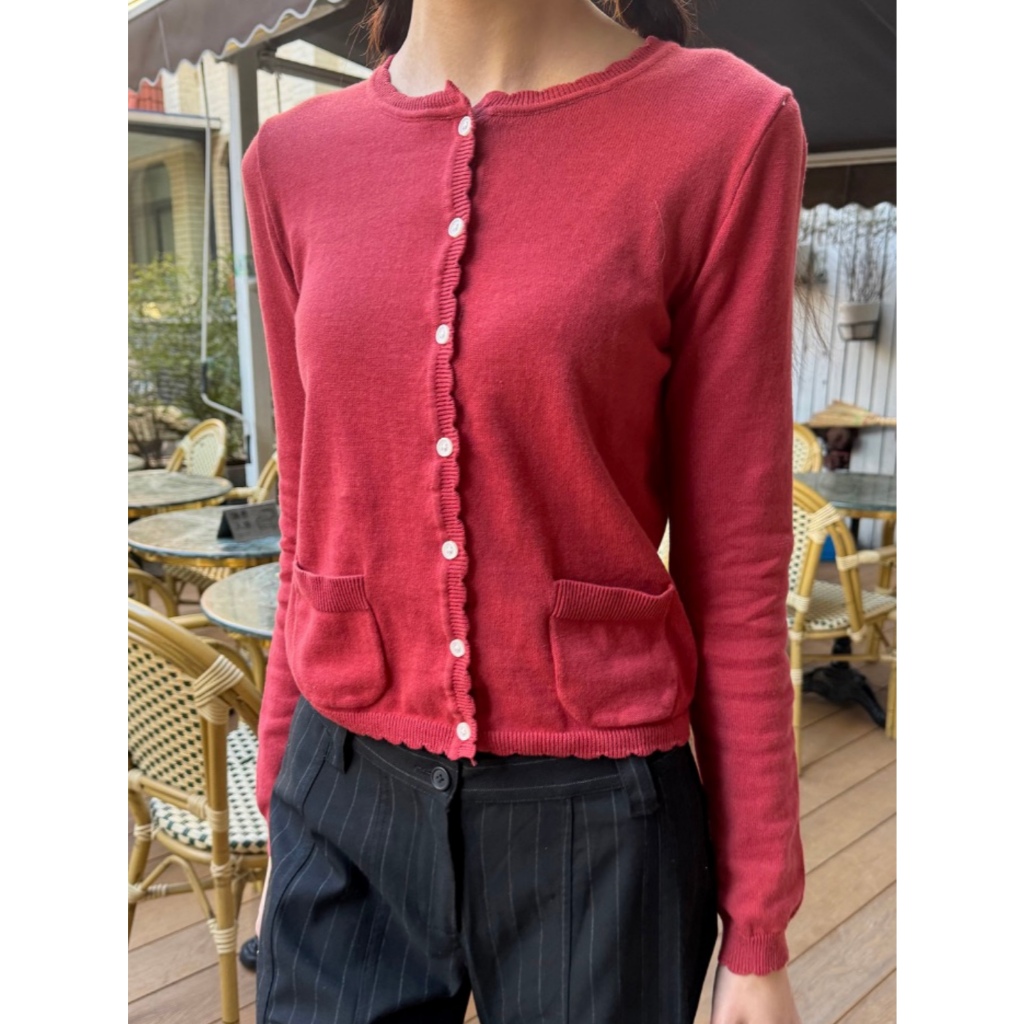 (พร้อมส่ง) BrandyMelville Zoe Cardigan (สีแดง) เสื้อคาร์ดิแกน เสื้อแขนยาว ของแท้จากช็อป