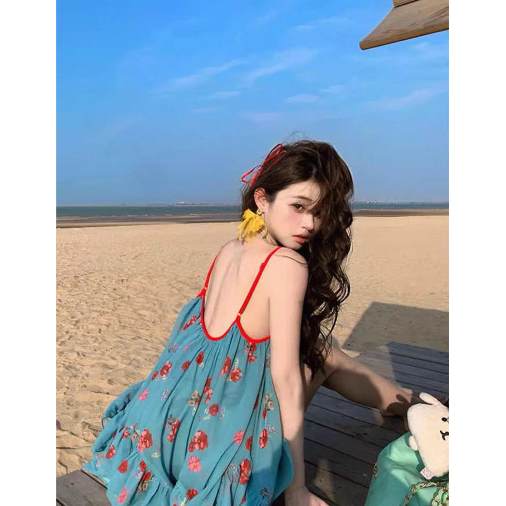 เสื้อสายเดี่ยว น่ารัก เซ็กซี่ ดีเทลดอกไม้ สีแดงน่ารัก สีสวยขัดผิว