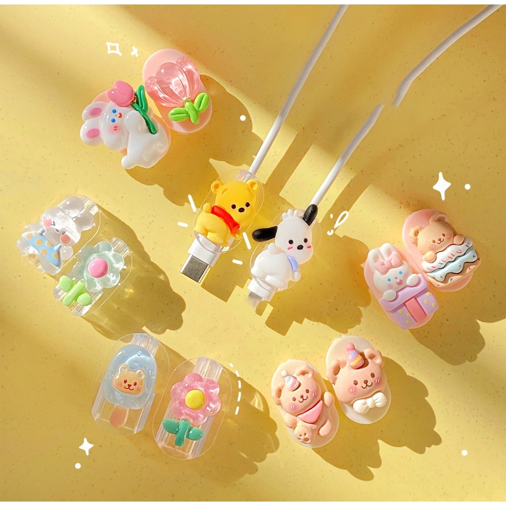 แอนดรอยด์ Type-c/USB/Micro Cable Bite ที่กันสายหัก ลายการ์ตูน cable protector สำหรับ สายชาร์จ Android Type-c/USB/Micro