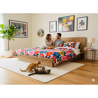Tomato Home เตียงนอน5ฟุต Donna queen bed เตียงไม้ | เตียงมินิมอล Chic สวยหรูเรียบง่าย | คุ้มค่า