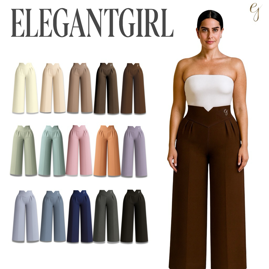 Elegantgirl - V Line Pants Signature กางเกงขายาวเอววี (เอวสมอค)