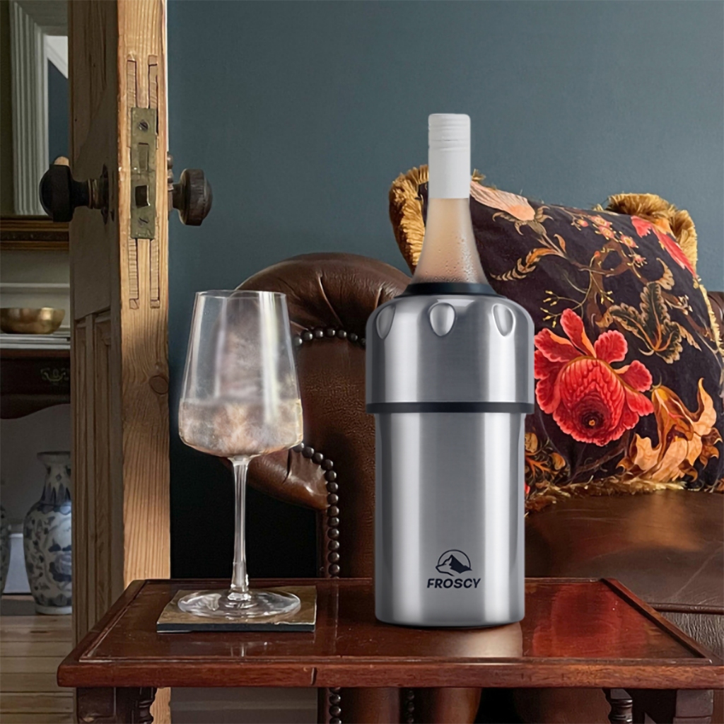 FROSCY กระบอกเก็บความเย็นไวน์ ที่เก็บไวน์เย็น สแตนเลส สูญญากาศ Wine Cooler Bottle Vacuum - รูปที่ 5