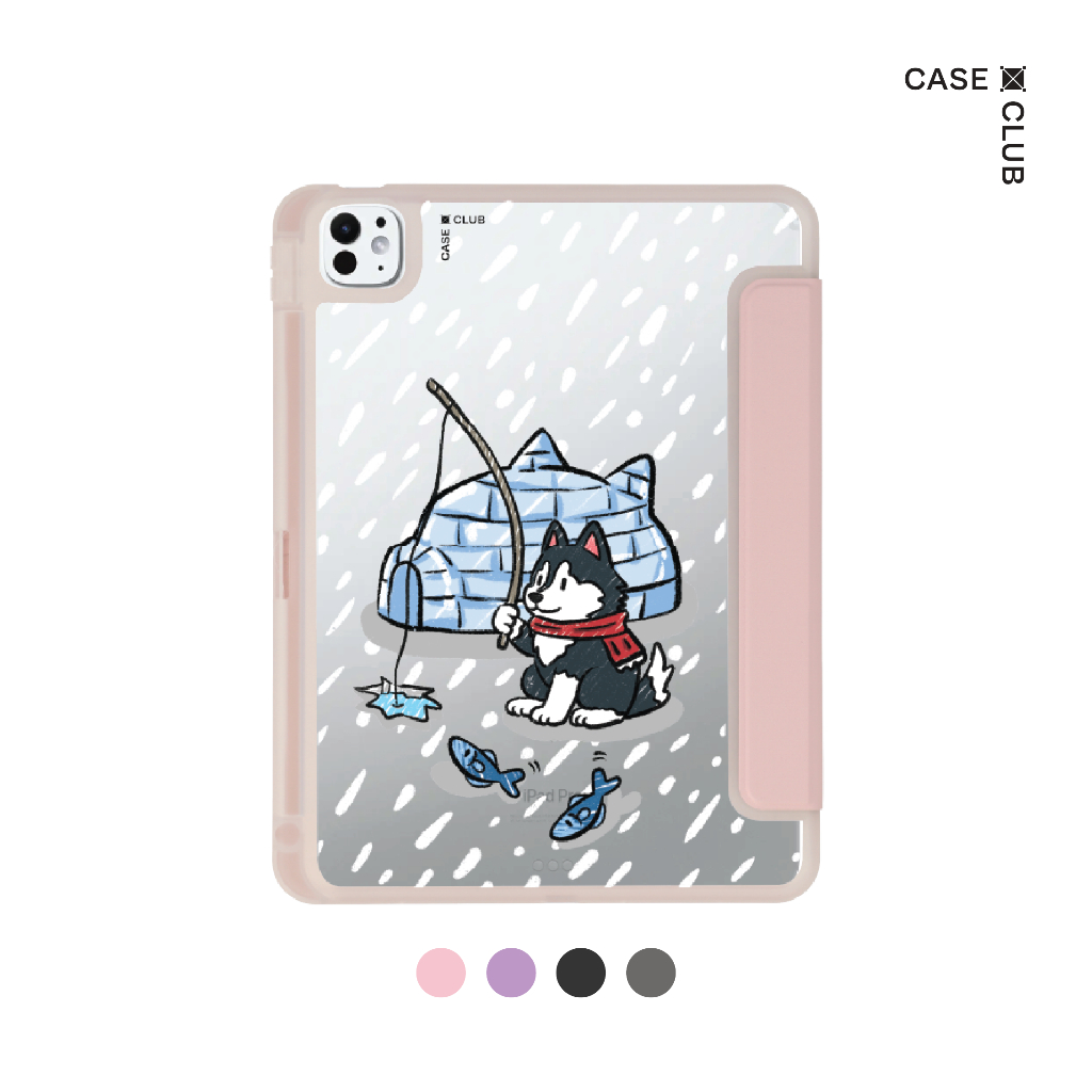 CaseClub เคสไอแพด หลังใส ฝาปิดสี ลาย Husky Eskimo สำหรับ iPad Pro/iPad Air/iPad Mini/iPad Gen