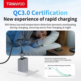 TRANYOO charger ชุดชาร์จเร็ว 20W พร้อมสายชาร์จ; รองรับการชาร์จในอุณหภูมิต่ำ
