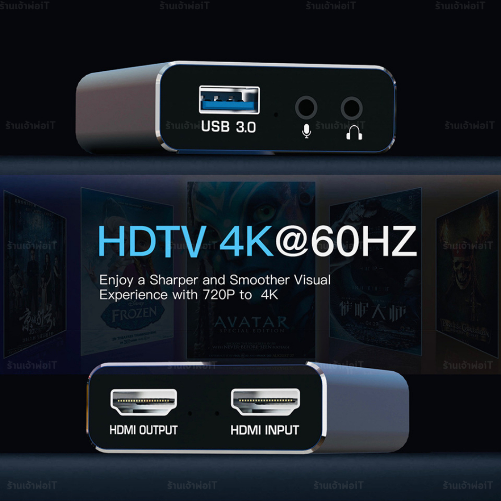 แคปเจอร์การ์ด Video Capture Card, 4K 60HZ HDMI to USB3.0 Type-C การ์ดจับภาพวิดีโอ สําหรับสตรีมมิ่งและบันทึก - รูปที่ 5