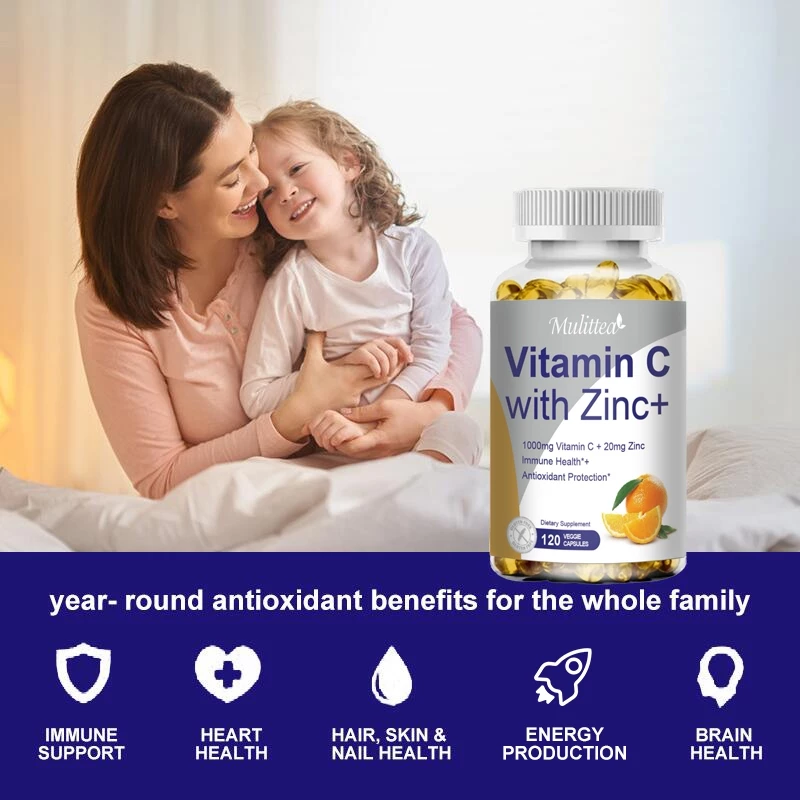 MULITTEA Vitamin C with Zinc Capsules บำรุงสุขภาพผม ผิว และเล็บ（วิตามินซีผสมซิงค์） thumbnail 5