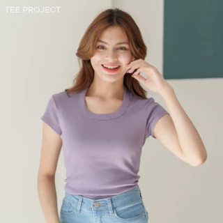 TEE PROJECT เสื้อยืดผู้หญิง เสื้อยืด คอกลมขอบใหญ่(แขนเต่อ)🦊