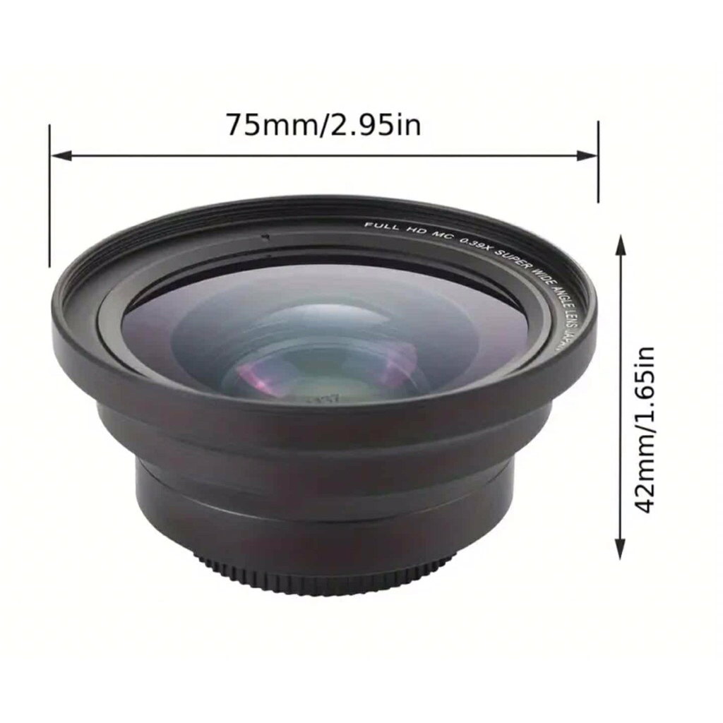 LEN-480N-FS002 เลนส์มุมกว้าง 0.39x1 ช้นพร้อมฟังก์ชันมาโคร,เลนส์พรีเมี่ยมซุมออปติคอลสําหรับกล้อง DSLR