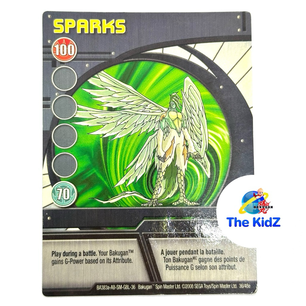 การ์ดบาคุกัน Bakugan Battle Brawlers Ability Card “SPARKS” 36/48e (Ingram)