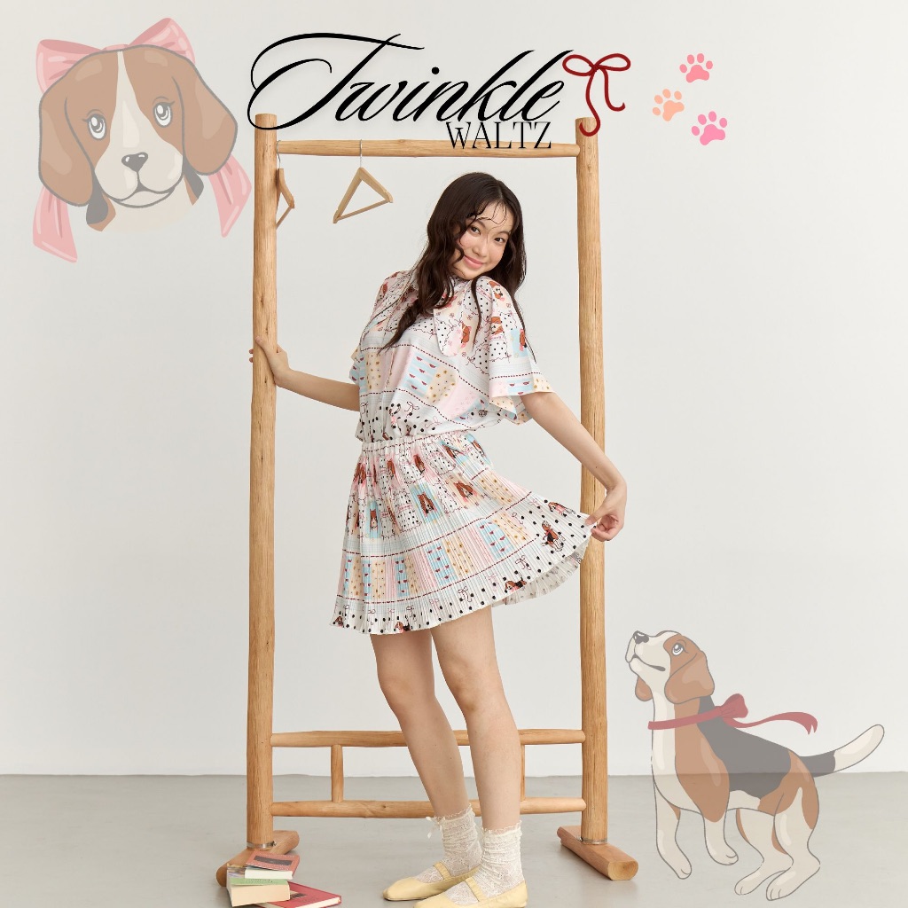 12FEBRUARY | TWINKLE WALTZ ชุดผ้าพิมพ์ลายน้องหมาบีเกิ้ลสุดน่ารัก ปกบันนี่ ผ้าไม่ยับ ไม่ต้องรีด