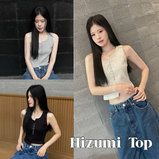SANDTIME •Hizumi tank top เสื้อกล้ามผ้าร่องดีไซน์เท่ ซิกแซก มินิมอล พิมพ์ลาย sandtime