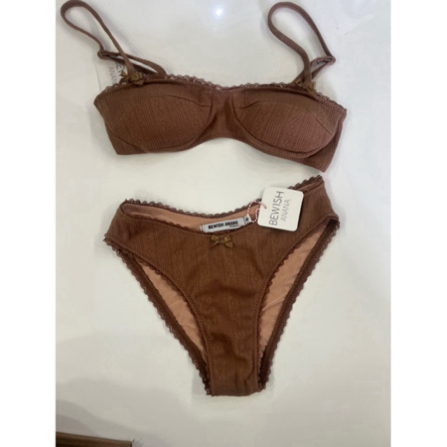Pointelle bralette+ bottom(organic cotton100%)