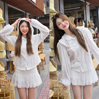 hoodie laces เสื้อแขนยาวลูกไม้แต่งฮู้ด - NARY