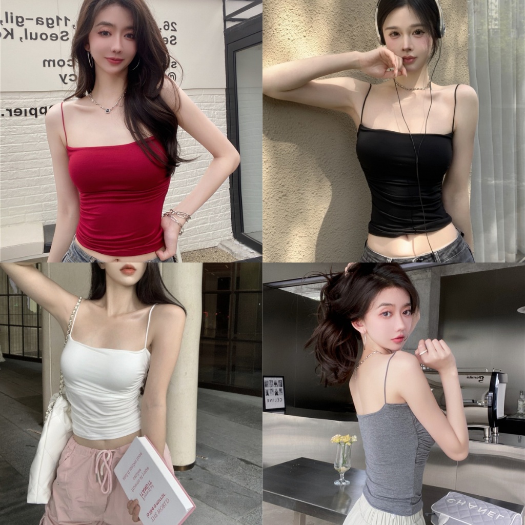 เสื้อกล้าม สายเดี่ยว มีฟองน้ำในตัว ไร้โครง สีพื้น 32”-36” เนื้อผ้ายืดหยุ่นสบายตัว NY063