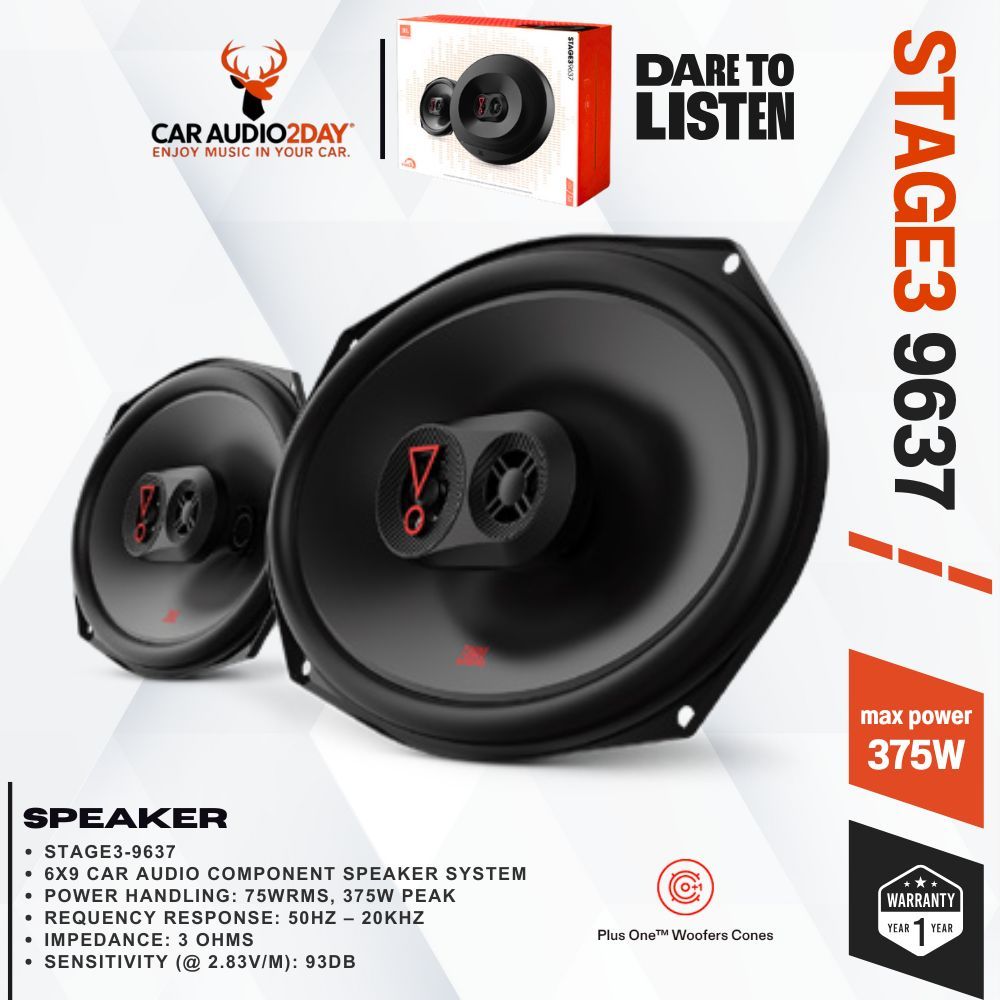 JBL STAGE3 9637 ลำโพงติดรถยนต์ 6x9นิ้ว 50Hz - 20KHz กำลังขับ 375watts เสียงครบทุกย่าน