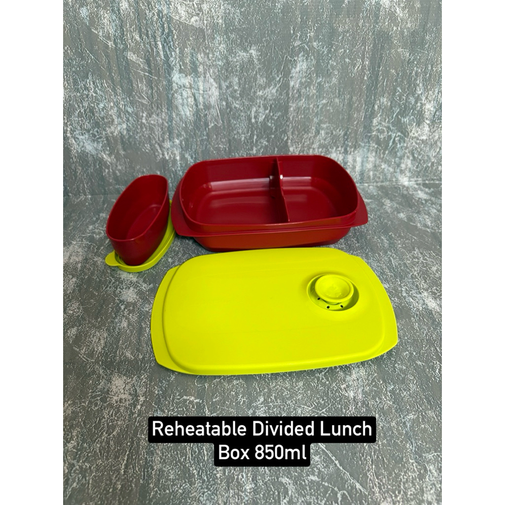 Tupperware กระปุกข้าวอุ่นในไมโครเวฟได้ Reheatable Divided Lunch Box (1) 850ml+กระปุกเล็ก150