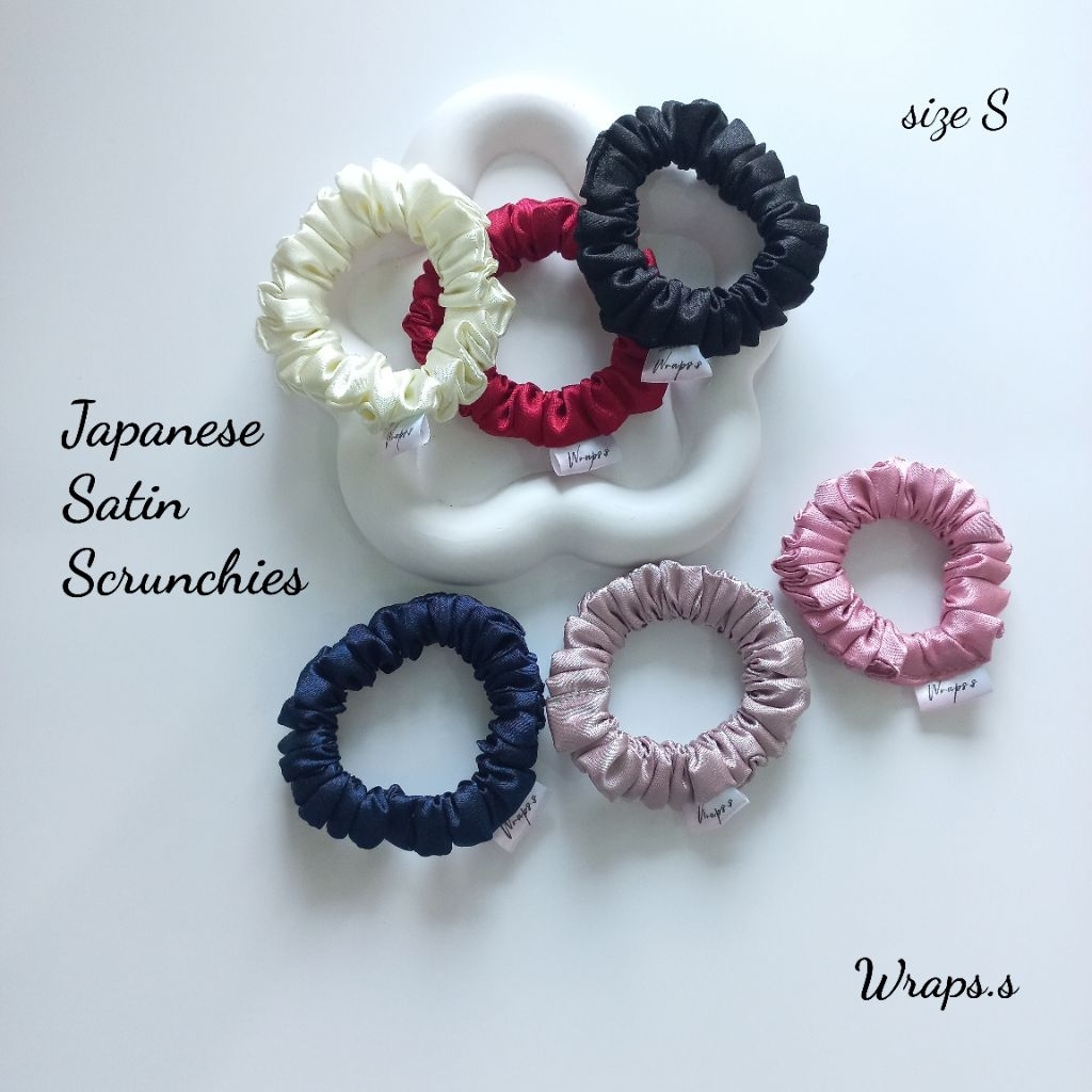 Wraps.s Scrunchies size S ยางรัดผม ผ้าซาติน ยางมัดผมโดนัท เส้นเล็ก ยางมัดผม ยางรัดผม