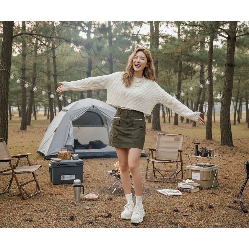 กระโปรงทหาร แคมป์ปิ้ง เอว28-30" camping