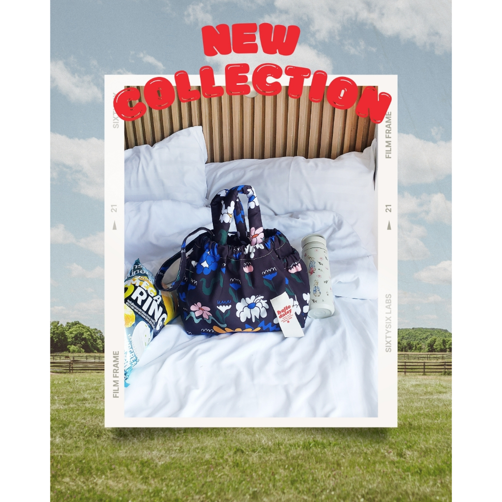 พร้อมส่ง-Hello Daisy- Mini Pumpkin bag   มีช่อง2ข้างใส่แก้วน้ำ  แผ่นรองก้นในตัว ใส่ IPad /notebook 11 นิ้วได้