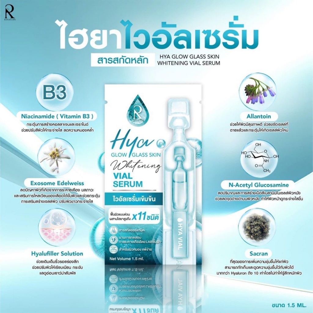 [ยกกล่อง] Hya โกล์ว กลาส สกิน ไวท์เทนนิ่ง ไวอัล เซรั่ม ฟื้นฟูผิวเร่งด่วน ไฮยาสูงถึง11ชนิด - รูปที่ 2