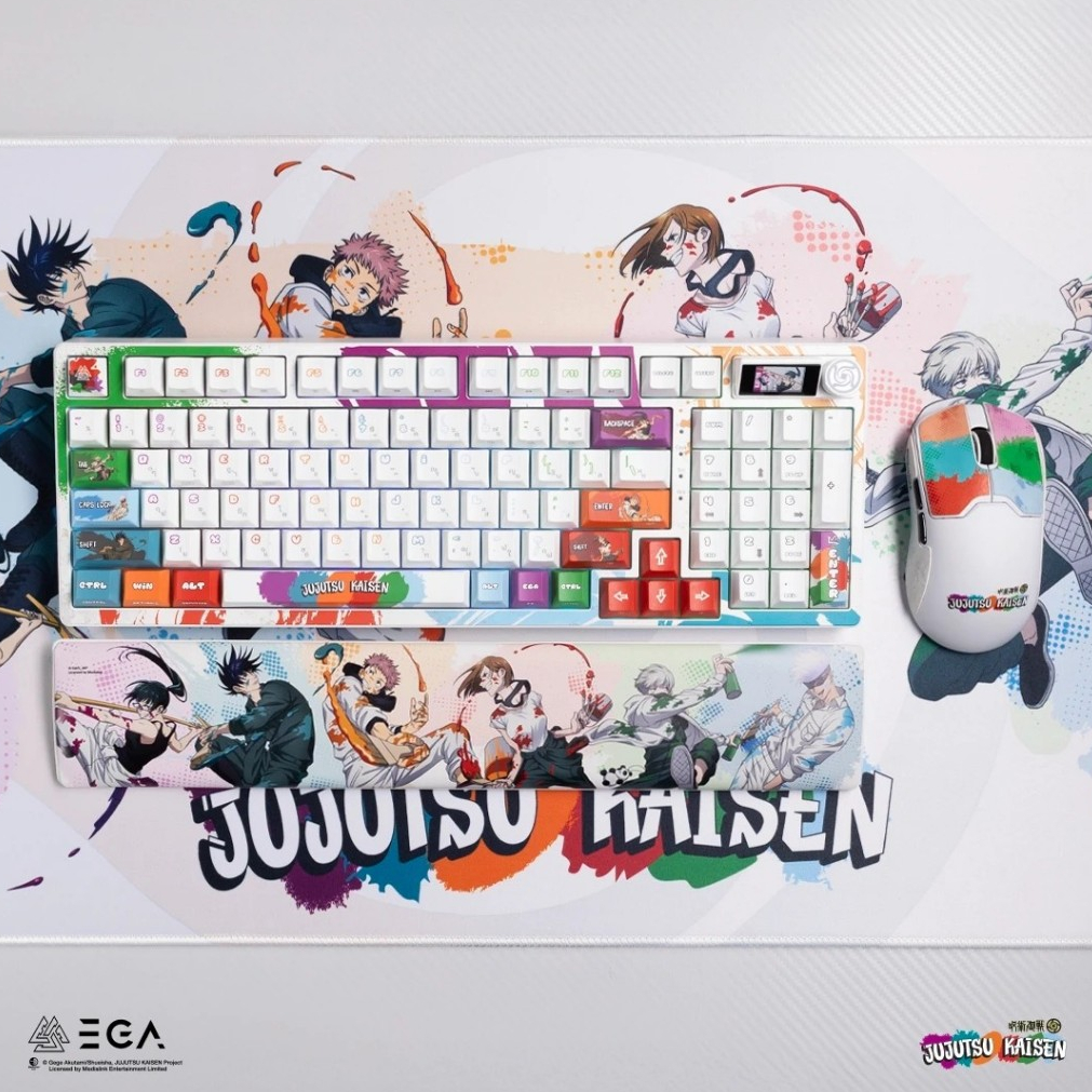 EGA 4in1 (ขายเป็น SET) Jujustsu Kaisen Limited White Edition (Mouse+keyboard+รองข้อมือ+รองเมาส์) JJK