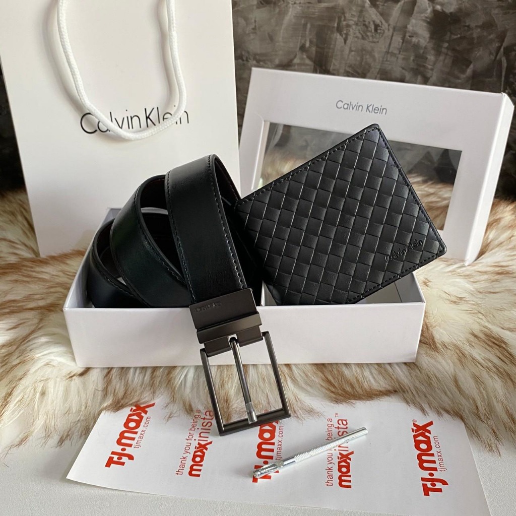 พร้อมส่ง Set เข็มขัด & กระเป๋าสตางค์ คาลวิน ไคลน์ สีดำ ผู้ชาย ของขวัญ