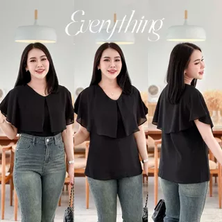 Everything2019 - เสื้อคอวีระบาย ผ้าพริ้วใส่สบาย ปิดแขนใหญ่ ใส่ไปไหนก็มั่นใจ (623)