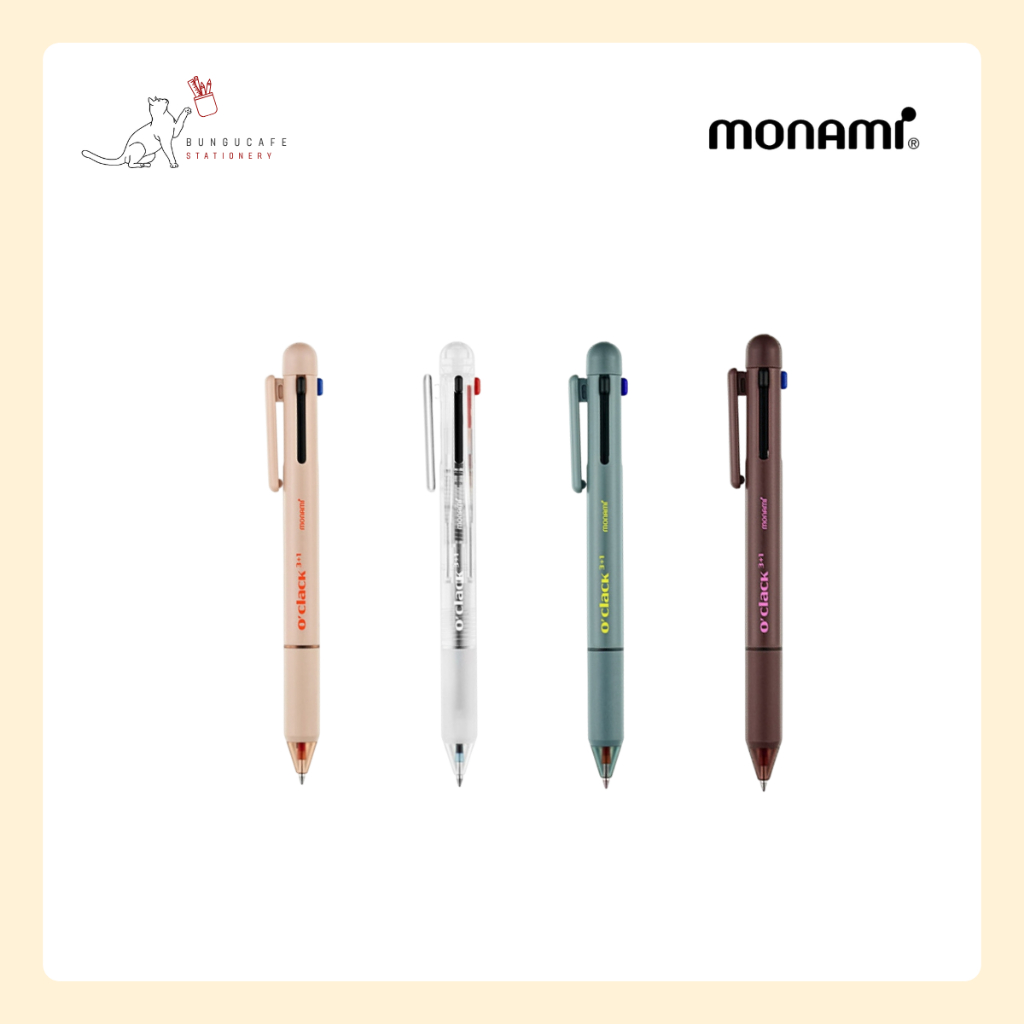Monami o'clack 3+1 2 ballpoint + gel ink + mechanical pencil