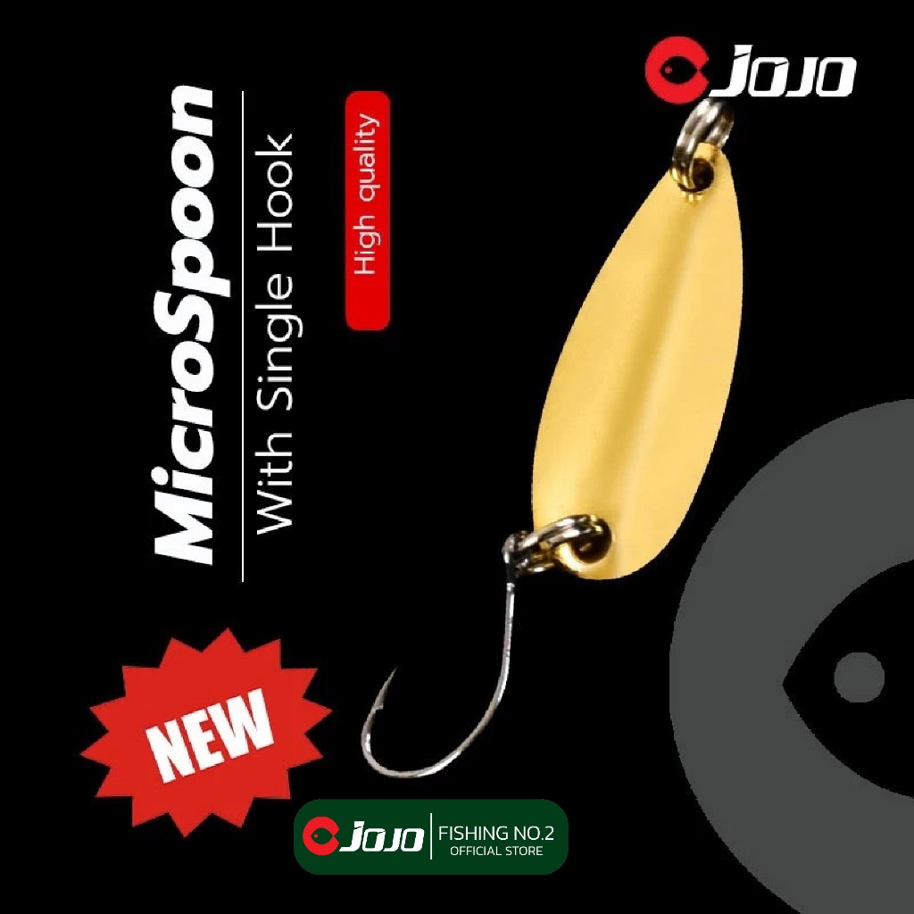 JOJO เหยื่อปลอม ไมโครสปูน 1 g และ 1.5g สีเงินและสีทอง ตกปลากระสูบ สะนาก น้ำไหล Micro Spoon พร้อม ตัวเบ็ดซิงเกิ้ลฮุค