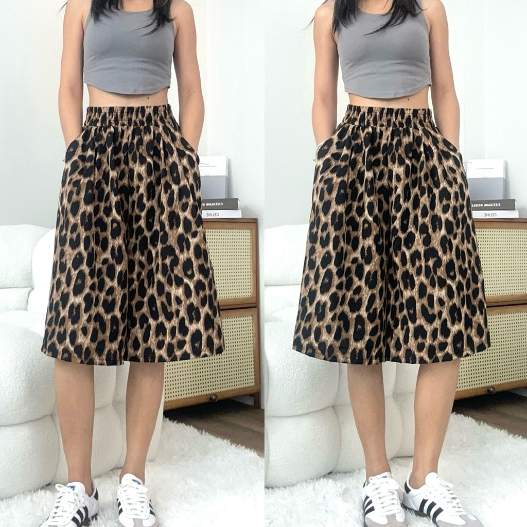 กางเกงขา 4 ส่วน เอว 24-38 ผ้าไหมญี่ปุ่นพิมพ์ลาย ใส่สบาย