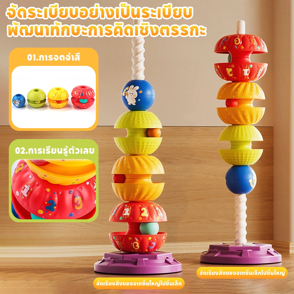 Liontoys ม้าหมุนหมุน หอคอยม้าหมุนแสนสนุก หอคอยม้าหมุนสีสันสดใส การศึกษาและการศึกษาปฐมวัย ของเล่นเด็ก - รูปที่ 2