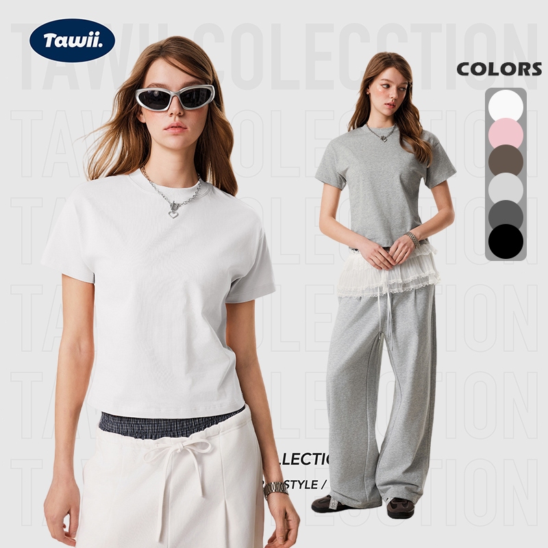 Tawii. เสื้อยืด Women T-Shirt เสื้อครอป ผ้าฝ้าย100% เสื้อ เสื้อยืดผ้านุ่ม เสื้อแฟชั่น ผ้ายืด เข้ารูป
